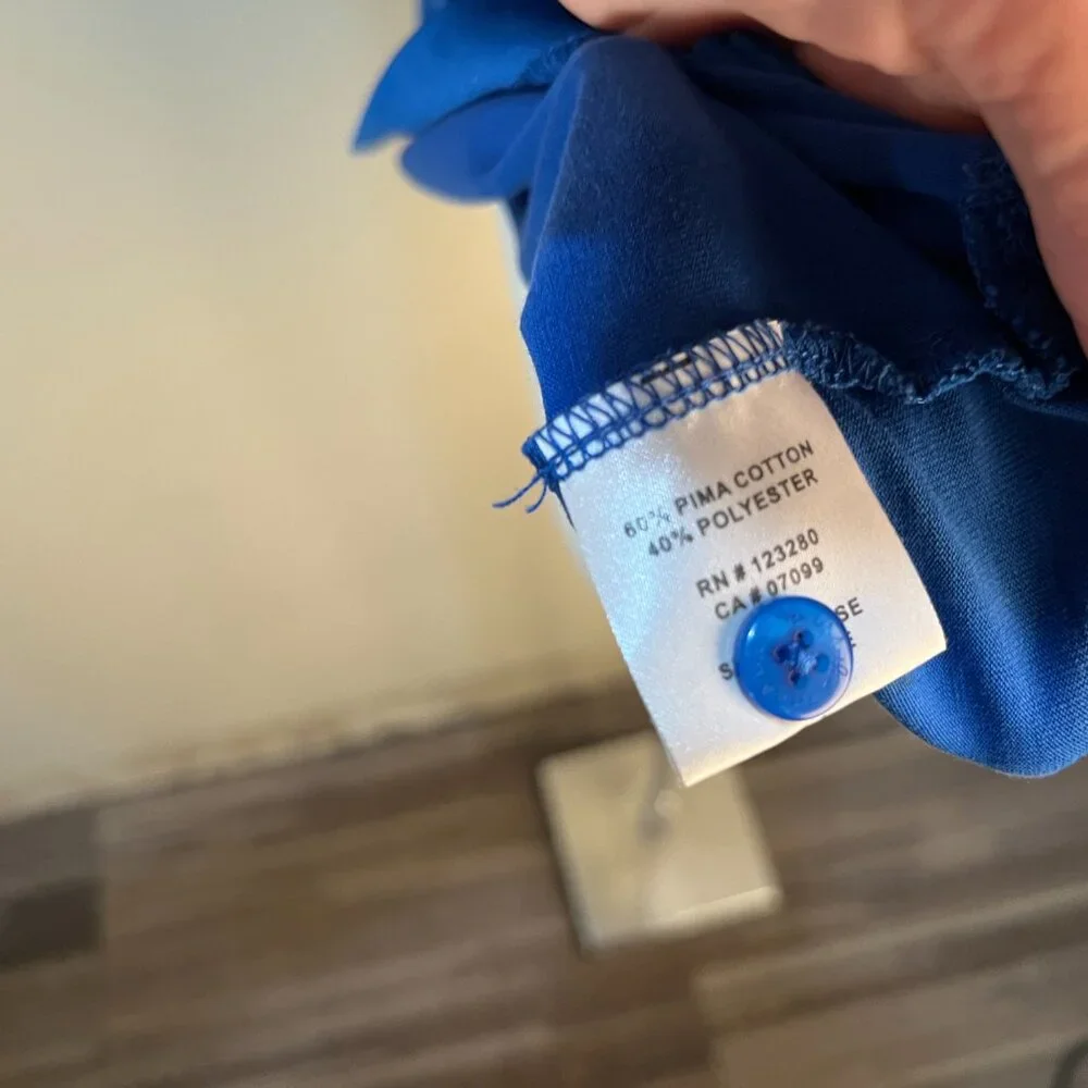 ⛳ TravisMathew Men’s Blue Golf Polo Shirt White Trim Short Sleeve Size M 🧵